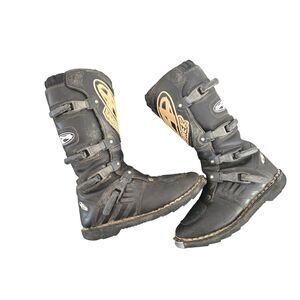 Answer Team 2 Motorcycle Boots Men 9 Black Made In Italy Buckle Closure